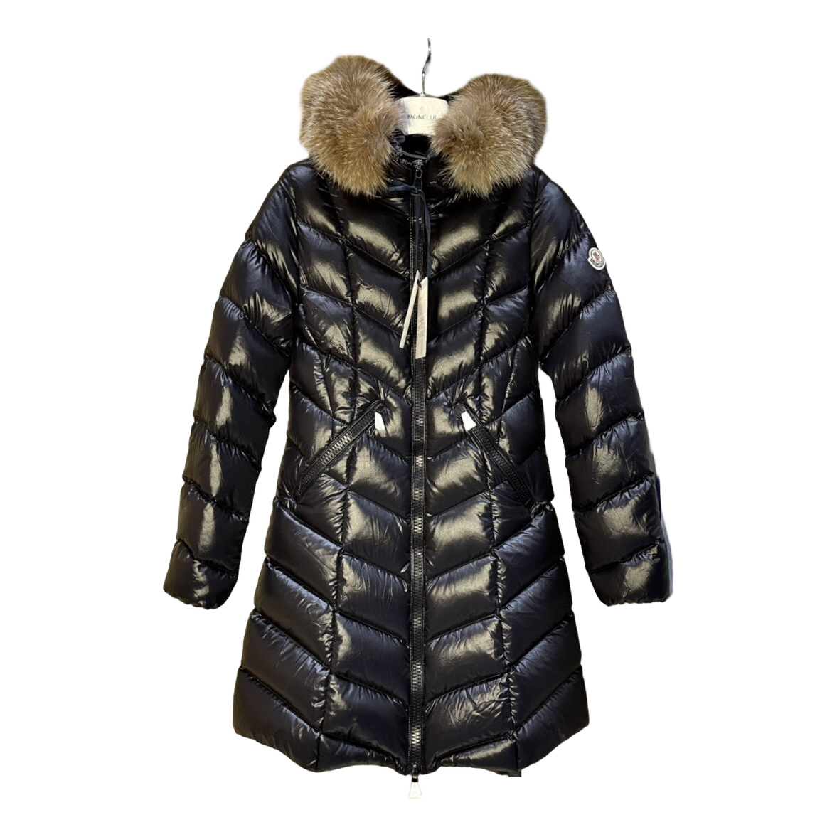 Moncler Fulmarus Chevron-Quilted Hooded Puffer Coat – Black