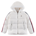 Moncler Tricolour Sleeve-Stripe Hooded Puffer Jacket – White