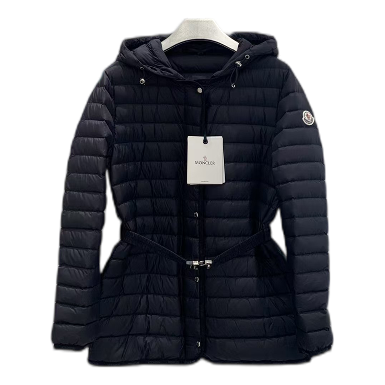 Moncler Oredon Belted Hooded Puffer Jacket in Black