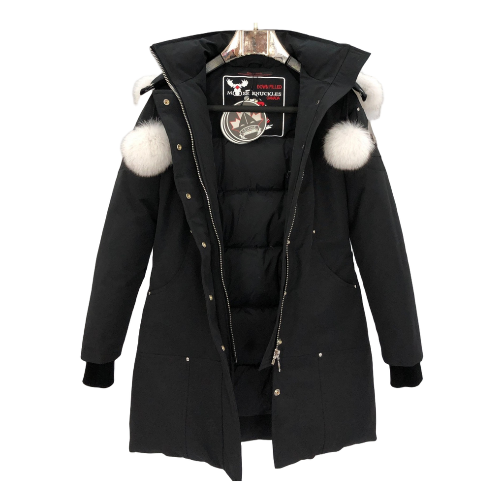 Moose Knuckles Stirling Parka – White Fur Trim