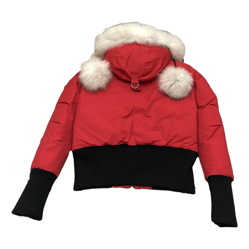 Moose Knuckles Debbie Pom-Pom Hooded Bomber – Red