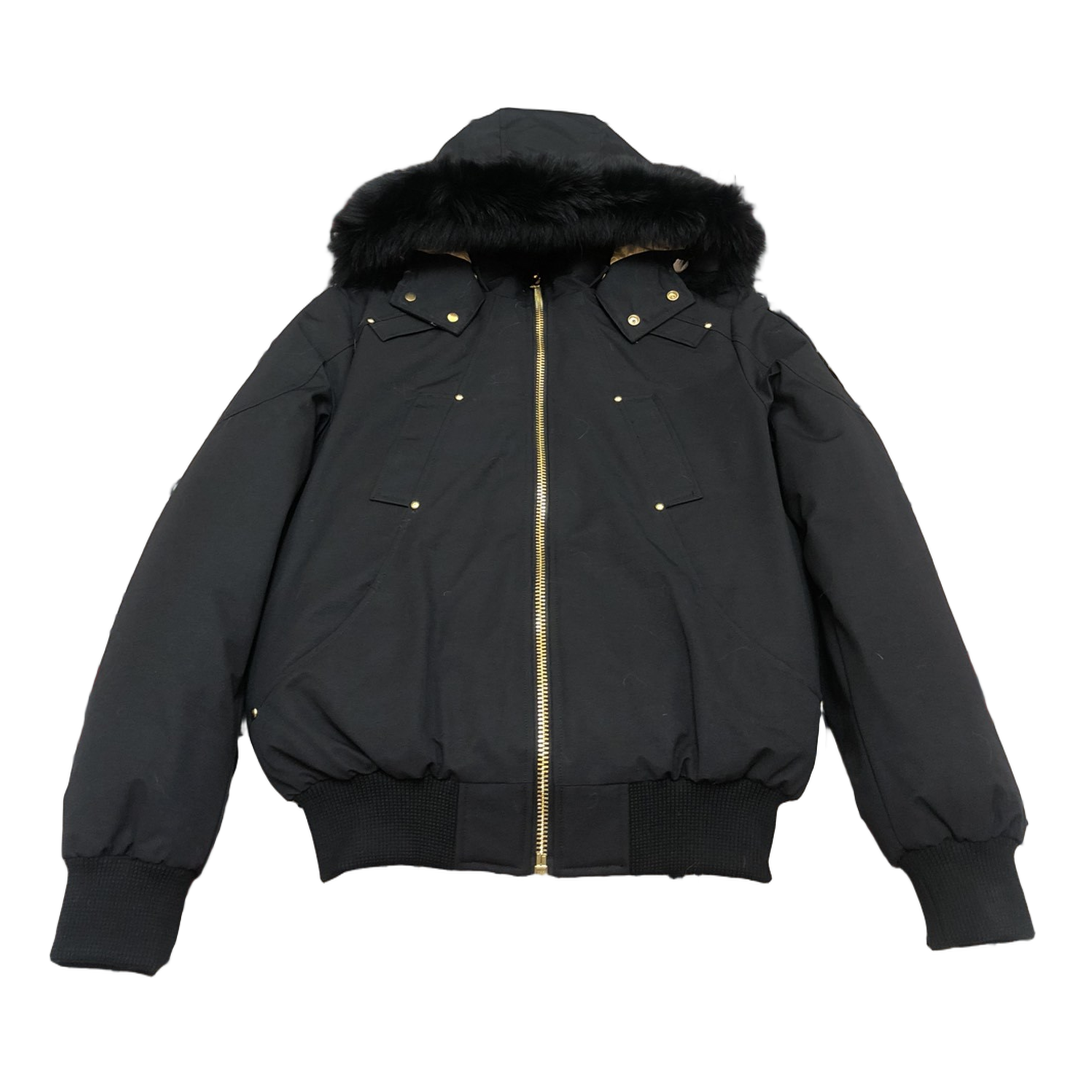 Moose Knuckles Gold Ballistic Fur-Trim Bomber – Black