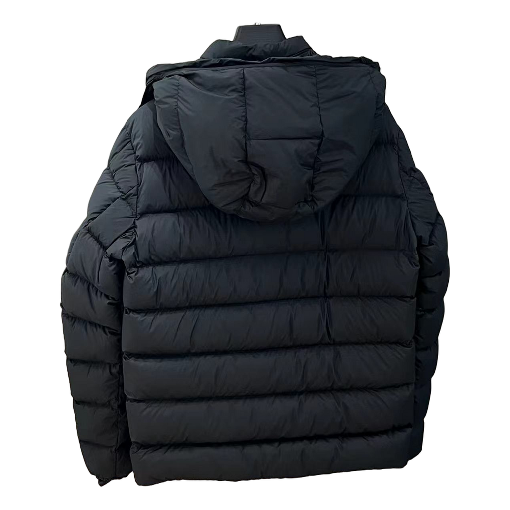 Moncler Vertical-Logo Hooded Puffer Jacket – Black