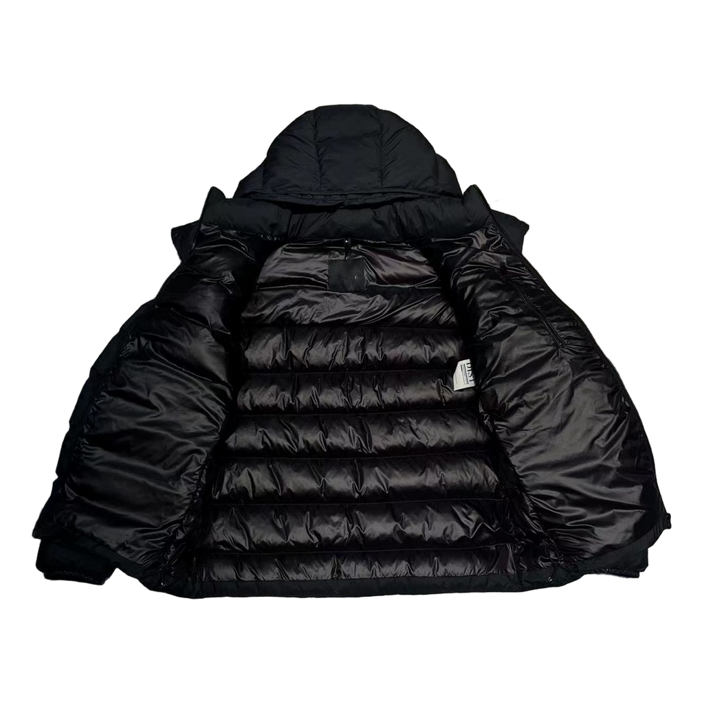 Moncler Vertical-Logo Hooded Puffer Jacket – Black