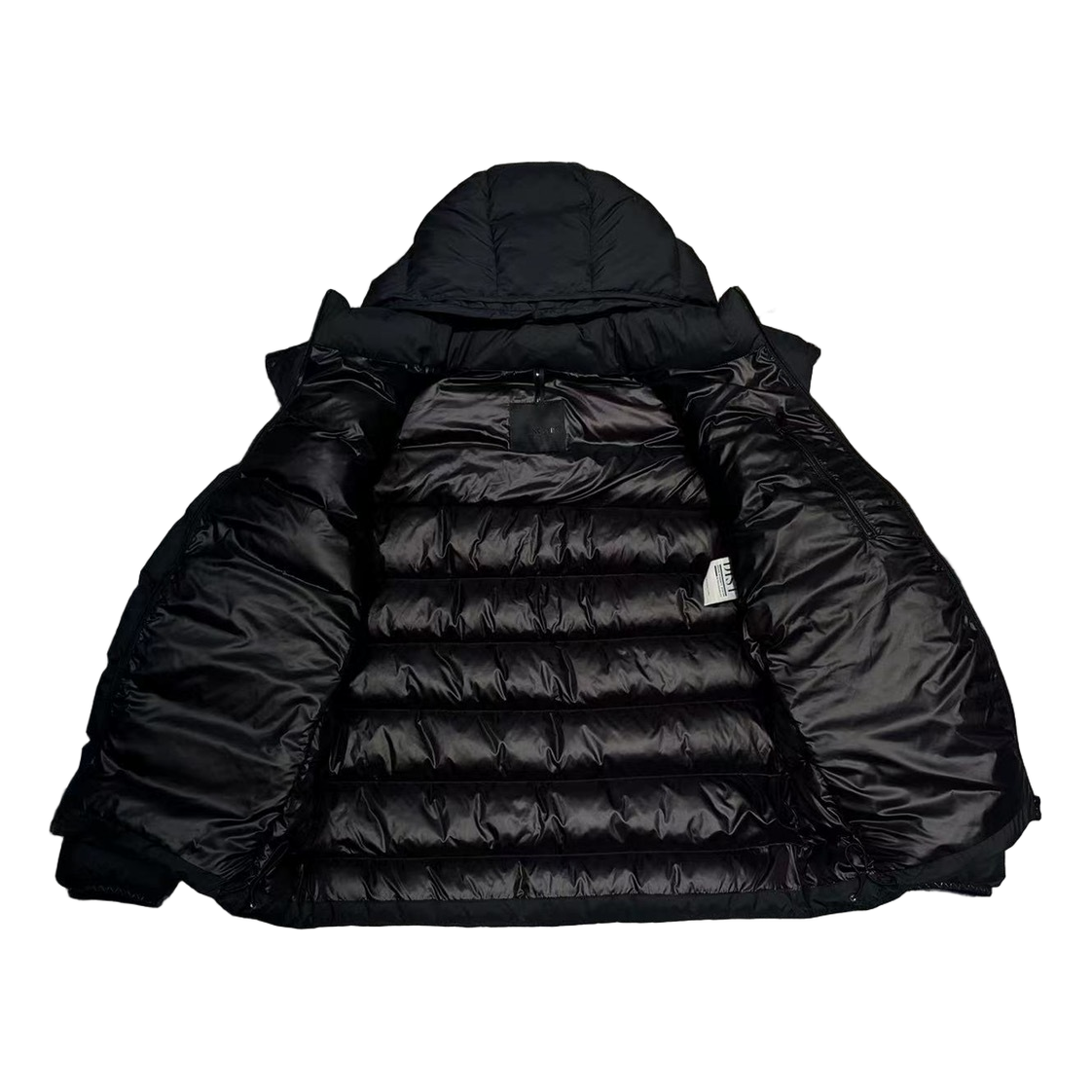 Moncler Vertical-Logo Hooded Puffer Jacket – Black